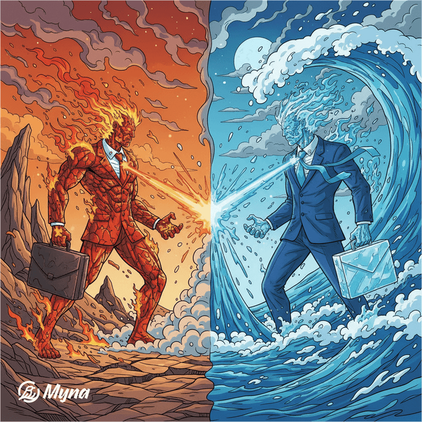 Огненный и водяной бизнесмен сражаются